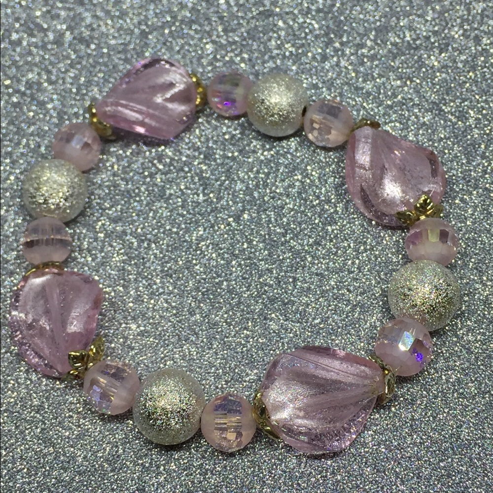 Pink glass bracelet